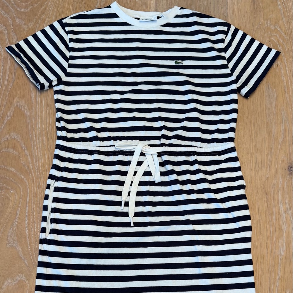 Classic Lacoste cotton shirt dress. Perfect for everyday wear